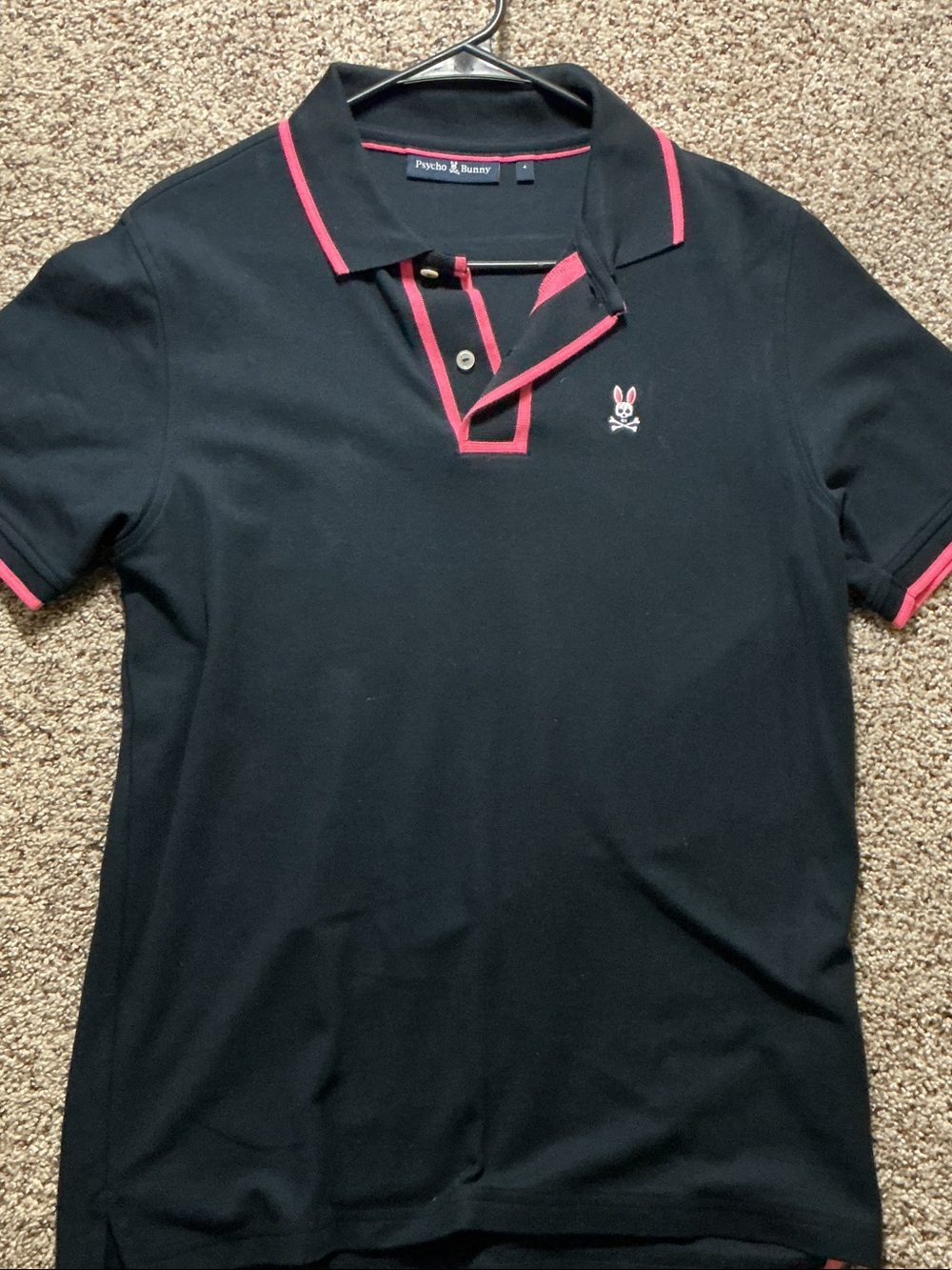 Psycho Bunny Black Polo with Pink Contrast Trimm